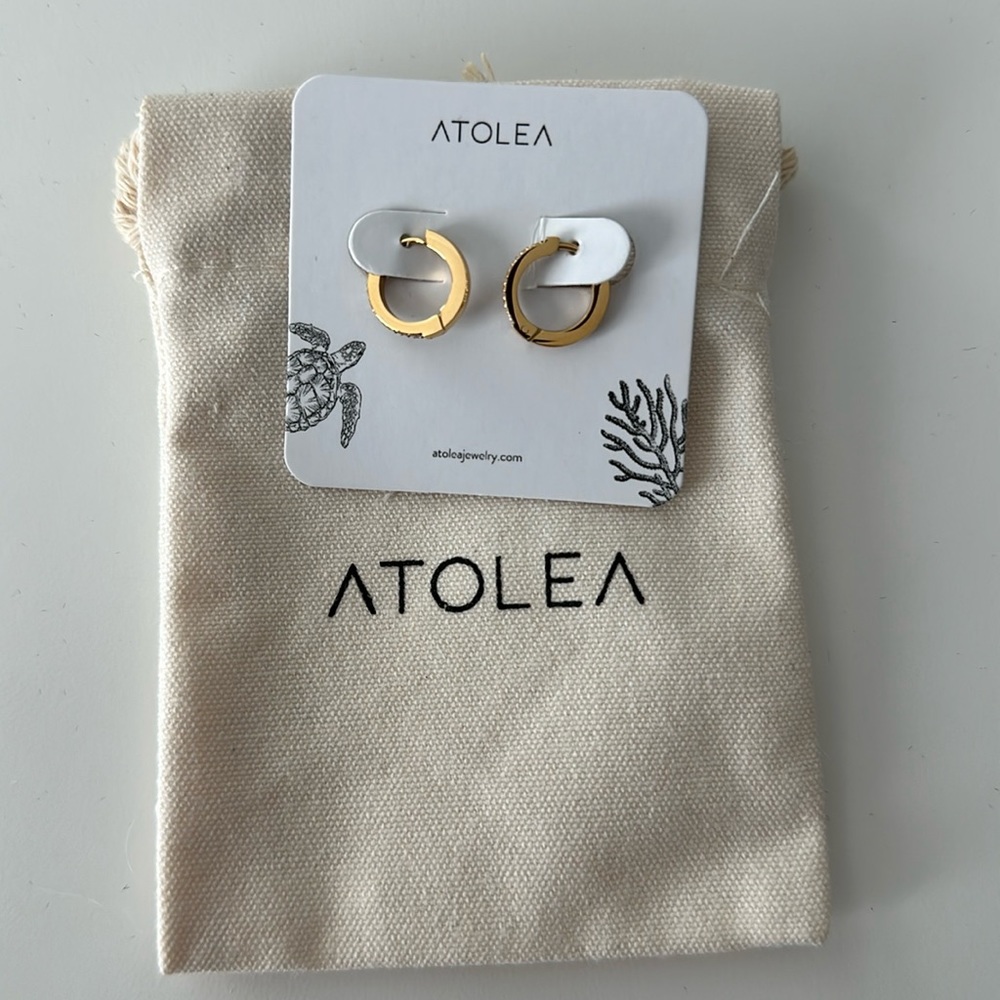 Atolea Tiny Gold Hoop Earrings NWT